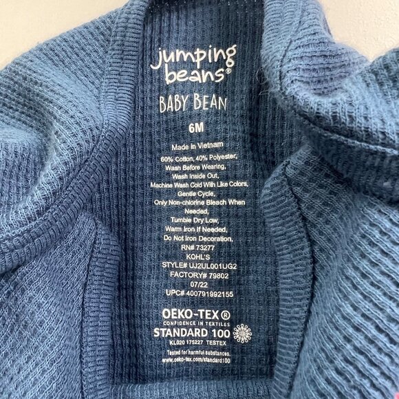 Jumping Beans Baby Bodysuit 6M Jolly Christmas Navy Blue Waffle Thermal Knit - Picture 5 of 6